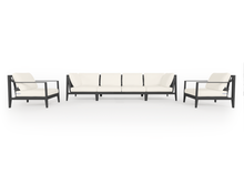 Charcoal Aluminum Outdoor Sofa with Armchairs - 6 Seat