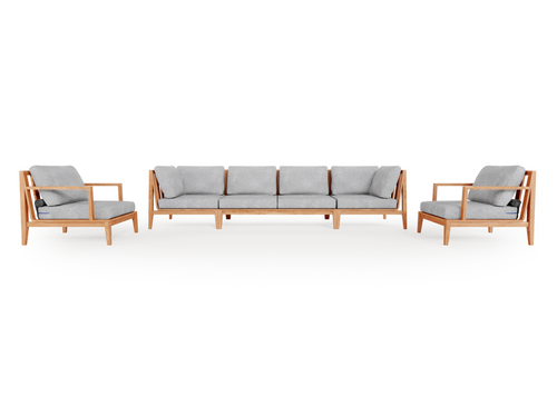 Teak Outdoor Sofa with Armchairs - 6 Seat