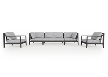 Charcoal Aluminum Outdoor Sofa with Armchairs - 6 Seat