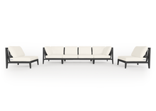 Charcoal Aluminum Outdoor Sofa with Armless Chairs - 6 Seat