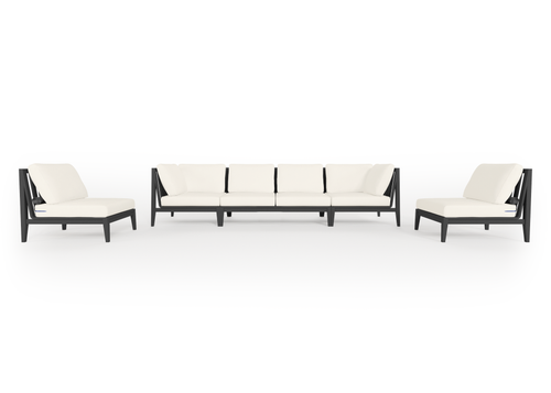 Charcoal Aluminum Outdoor Sofa with Armless Chairs - 6 Seat