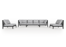 Charcoal Aluminum Outdoor Sofa with Armless Chairs - 6 Seat