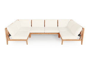 Teak Outdoor U Sectional - 6 Seat