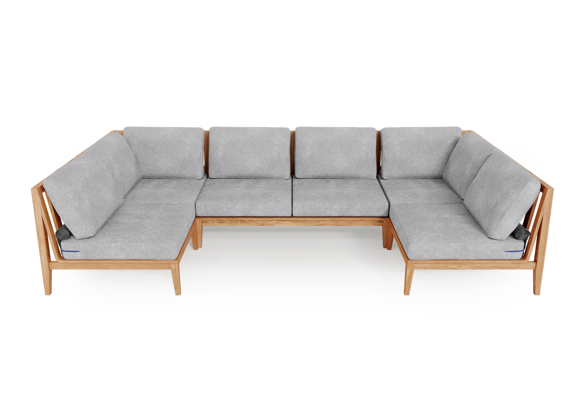 Teak Outdoor U Sectional - 6 Seat