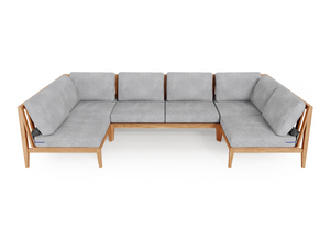 Teak Outdoor U Sectional - 6 Seat