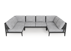 Charcoal Aluminum Outdoor U Sectional - 6 Seat