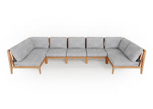 Teak Outdoor U Sectional - 7 Seat