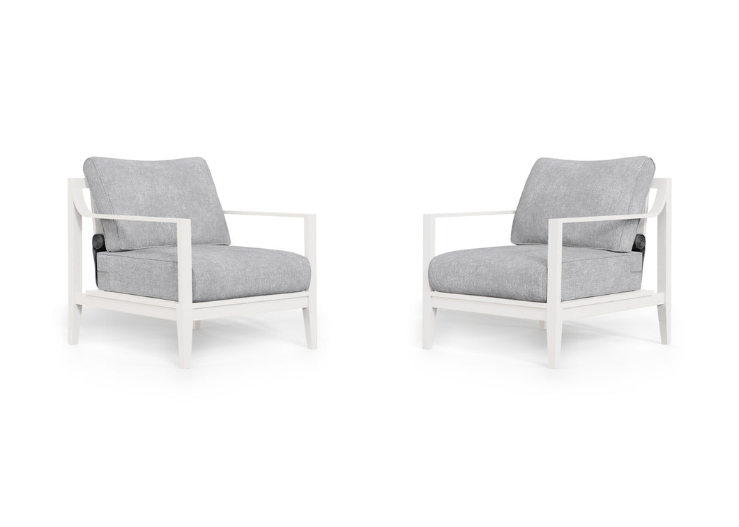 White Aluminum Outdoor Armchair Conversation Set