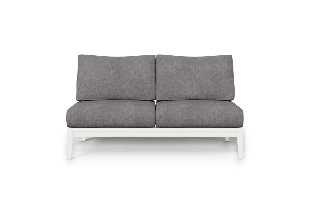 White Aluminum Outdoor Armless Loveseat