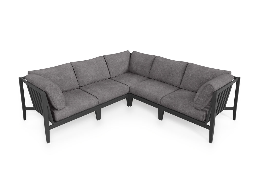 Charcoal Aluminum Outdoor Corner Sectional - 5 Seat
