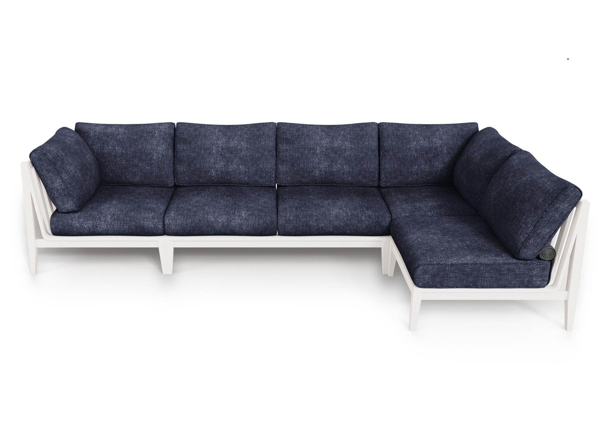 White Aluminum Outdoor L Sectional - 5 Seat