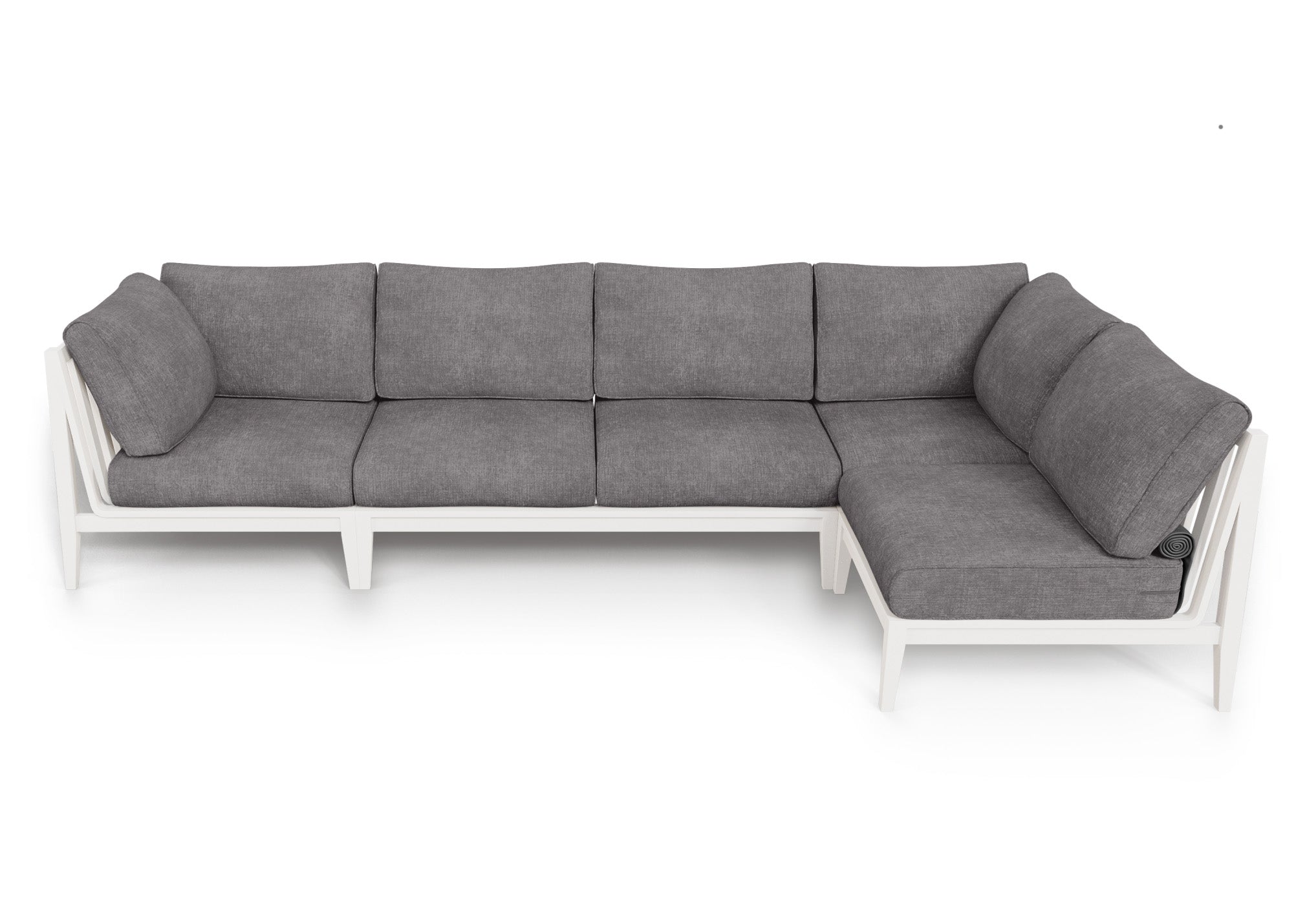 White Aluminum Outdoor L Sectional - 5 Seat