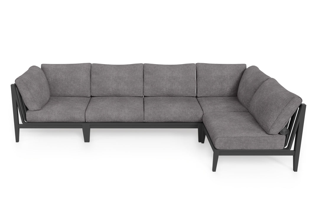 Charcoal Aluminum Outdoor L Sectional - 5 Seat