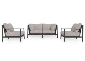 Charcoal Aluminum Outdoor Loveseat with Armchairs - 4 Seat