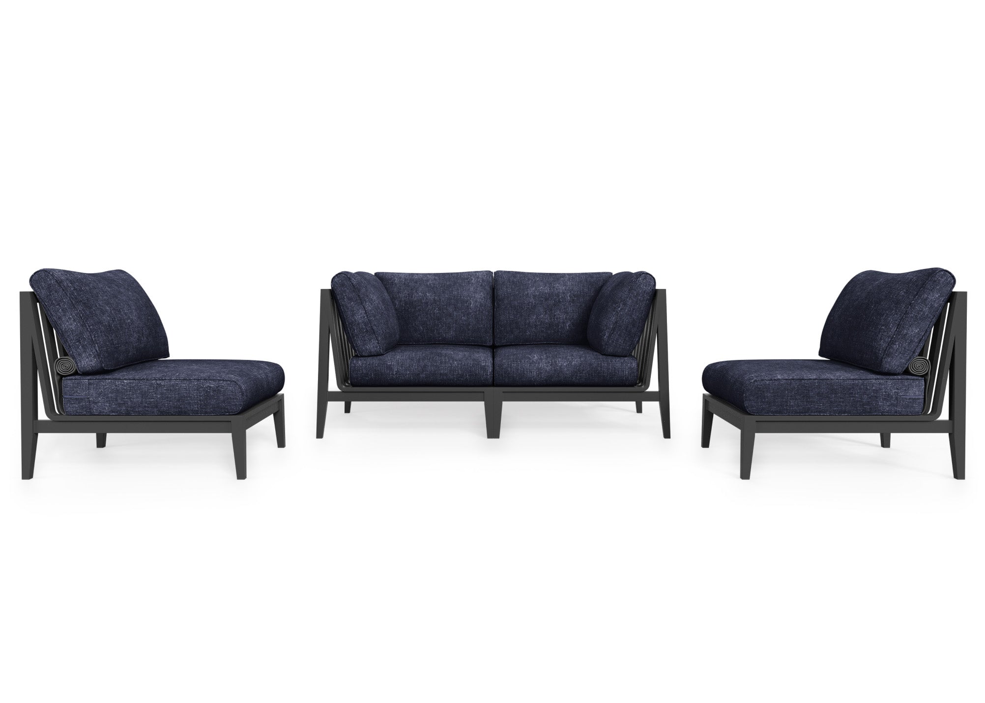 Charcoal Aluminum Outdoor Loveseat with Armless Chairs - 4 Seat