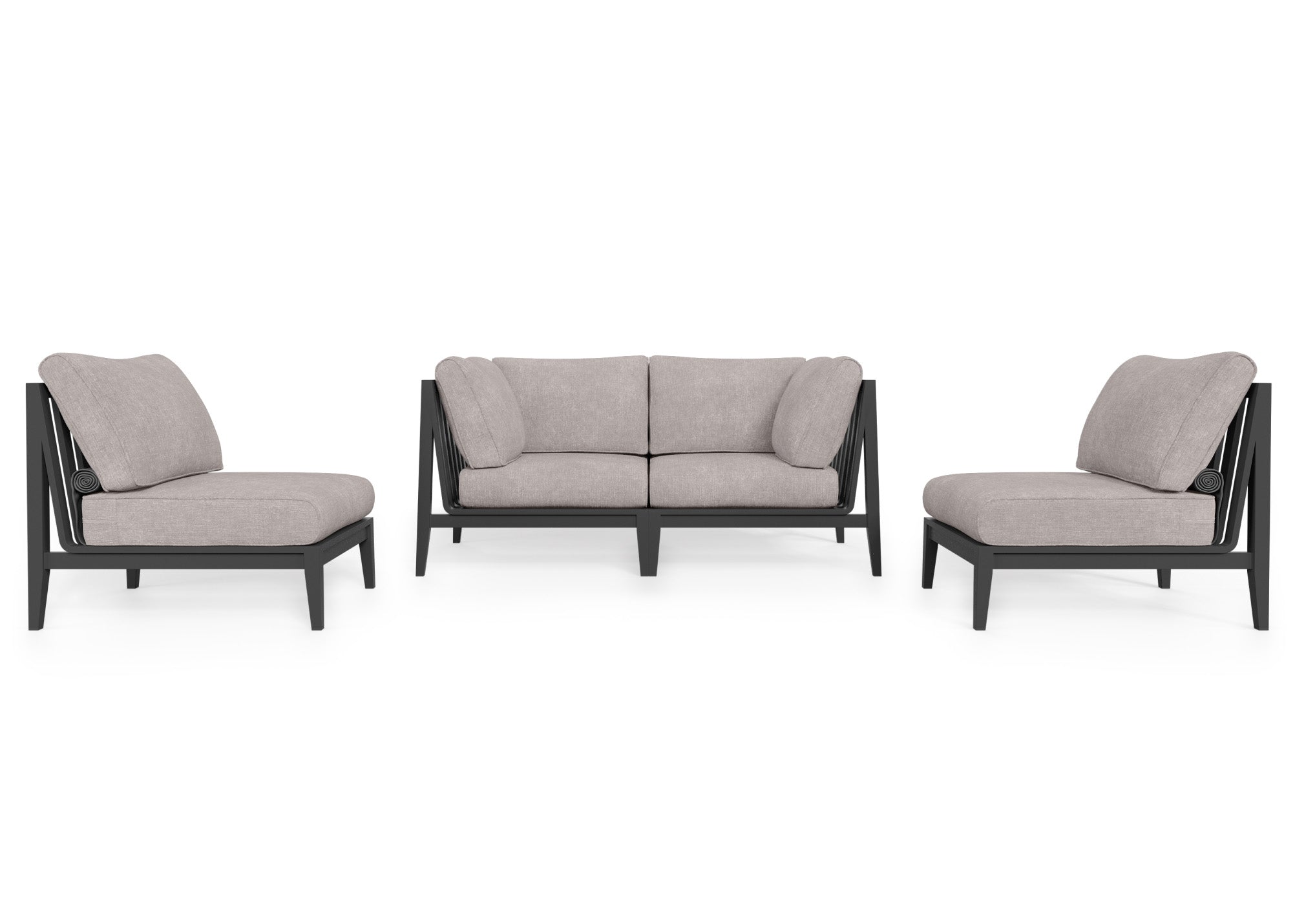 Charcoal Aluminum Outdoor Loveseat with Armless Chairs - 4 Seat