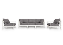 White Aluminum Outdoor Sofa with Armchairs - 5 Seat