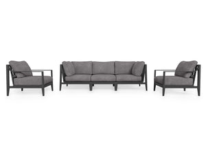 Charcoal Aluminum Outdoor Sofa with Armchairs - 5 Seat