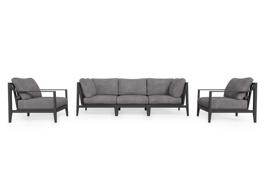 Charcoal Aluminum Outdoor Sofa with Armchairs - 5 Seat