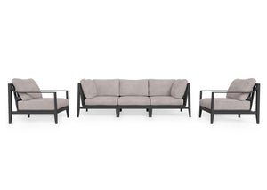 Charcoal Aluminum Outdoor Sofa with Armchairs - 5 Seat
