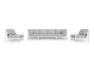 White Aluminum Outdoor Sofa with Armchairs - 6 Seat