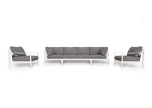 White Aluminum Outdoor Sofa with Armchairs - 6 Seat