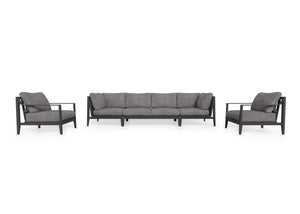 Charcoal Aluminum Outdoor Sofa with Armchairs - 6 Seat