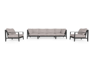 Charcoal Aluminum Outdoor Sofa with Armchairs - 6 Seat