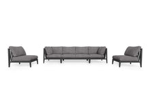 Charcoal Aluminum Outdoor Sofa with Armless Chairs - 6 Seat