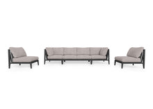 Charcoal Aluminum Outdoor Sofa with Armless Chairs - 6 Seat