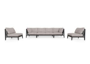 Charcoal Aluminum Outdoor Sofa with Armless Chairs - 6 Seat