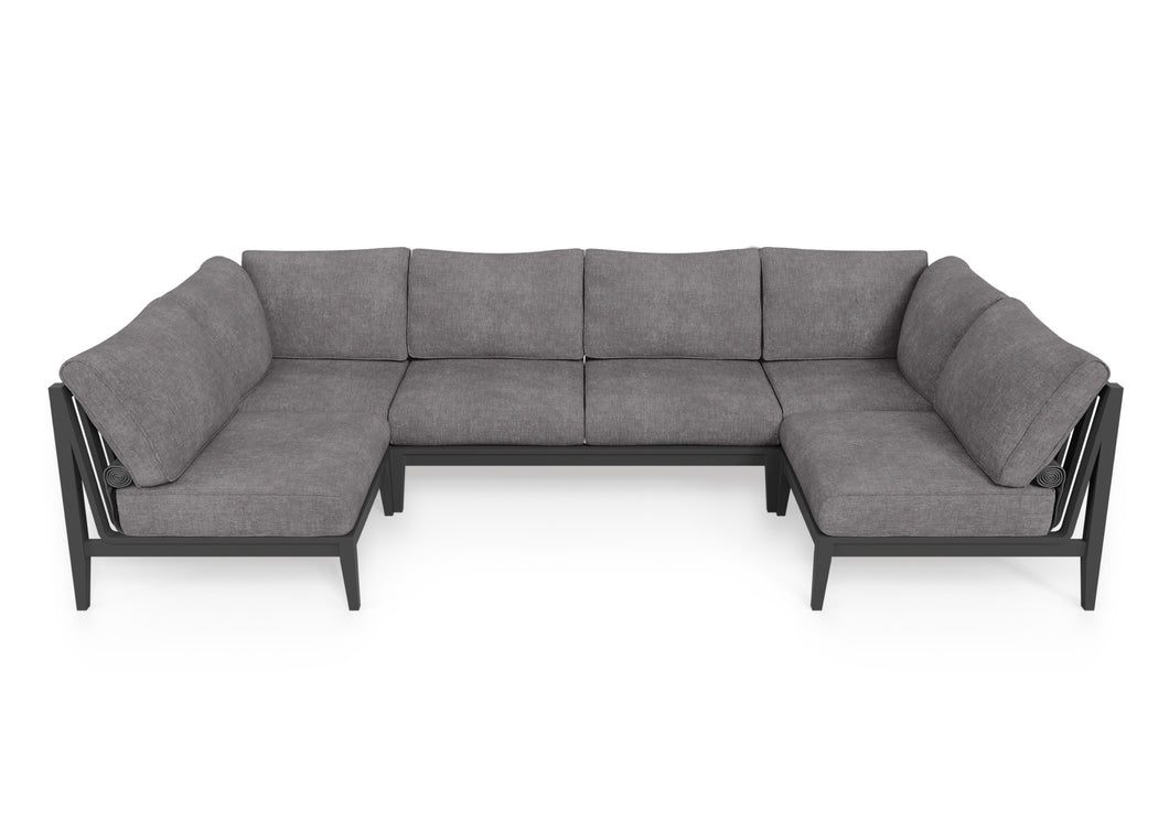 Charcoal Aluminum Outdoor U Sectional - 6 Seat