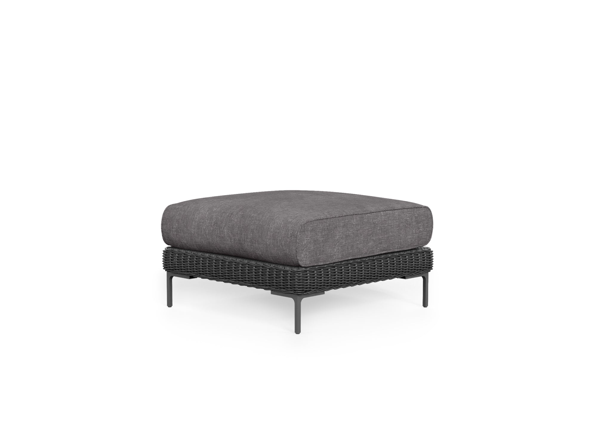 Black Wicker Outdoor Ottoman