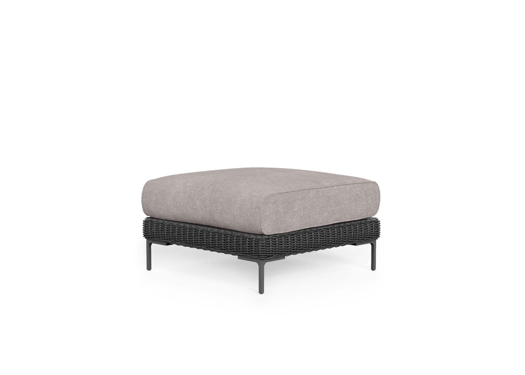 Black Wicker Outdoor Ottoman