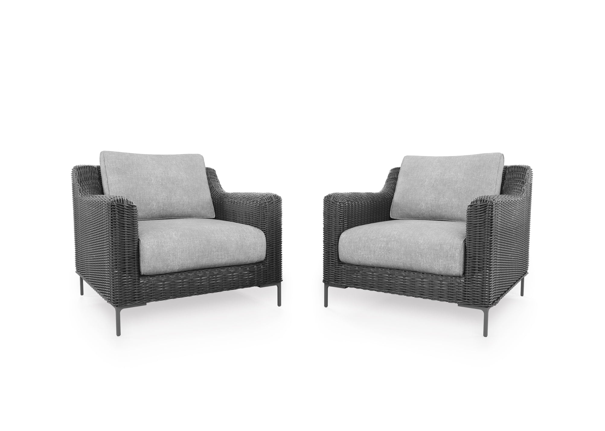 Black Wicker Outdoor Armchair Conversation Set