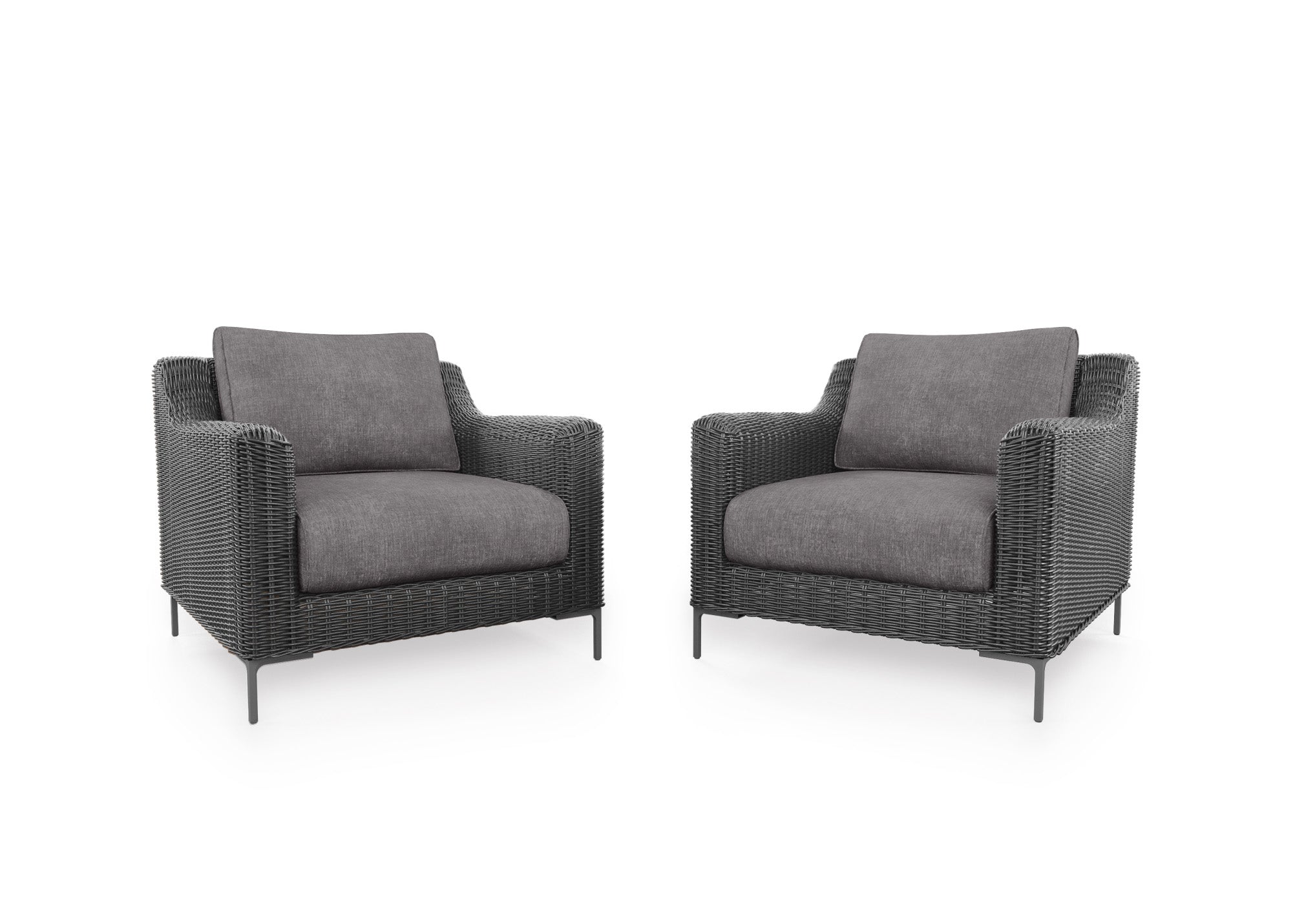 Black Wicker Outdoor Armchair Conversation Set