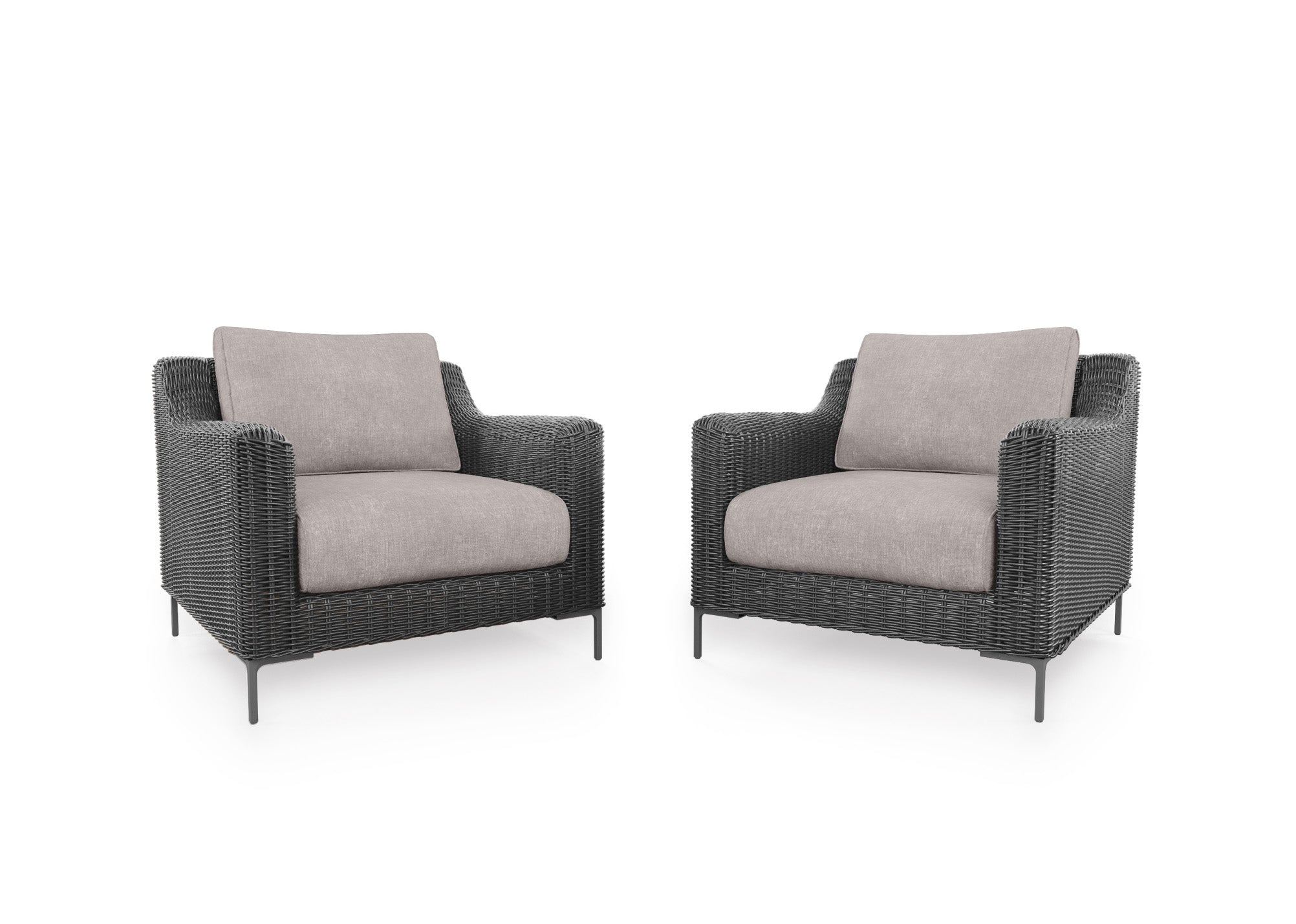 Black Wicker Outdoor Armchair Conversation Set