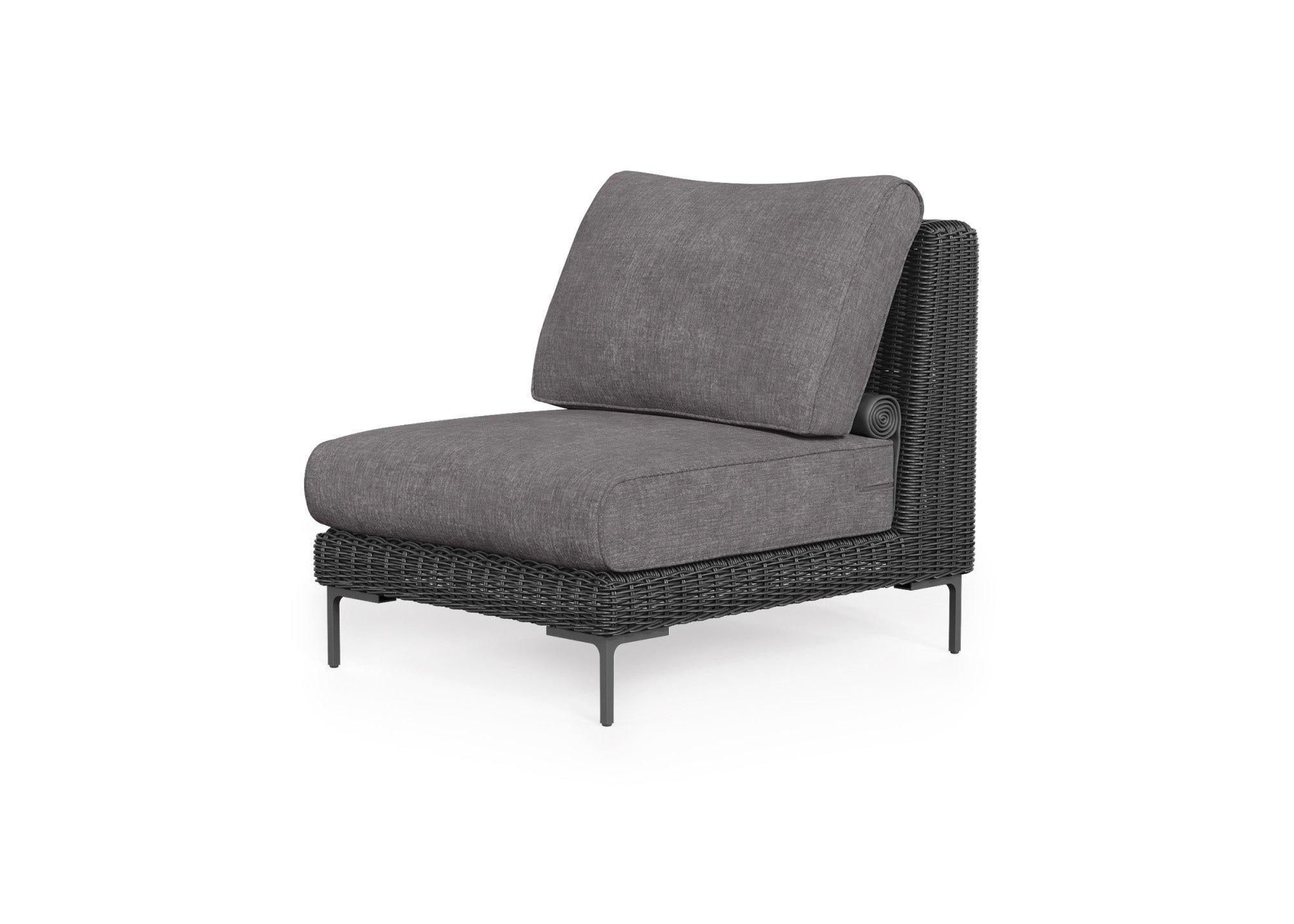 Black Wicker Outdoor Armless Chair