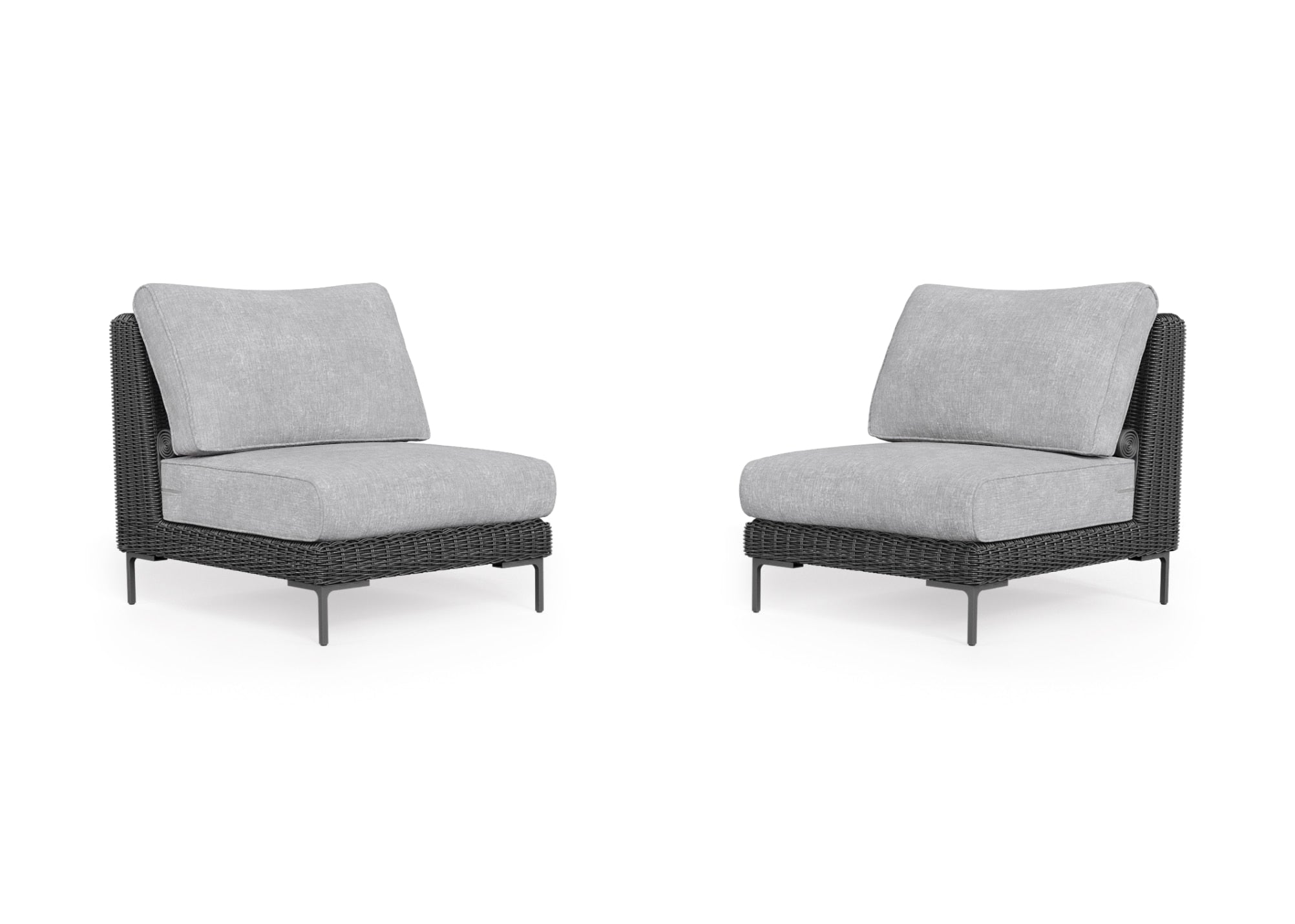 Black Wicker Outdoor Armless Chair Conversation Set