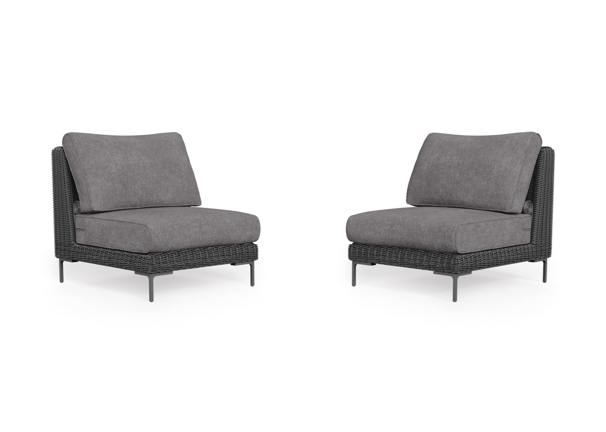 Black Wicker Outdoor Armless Chair Conversation Set
