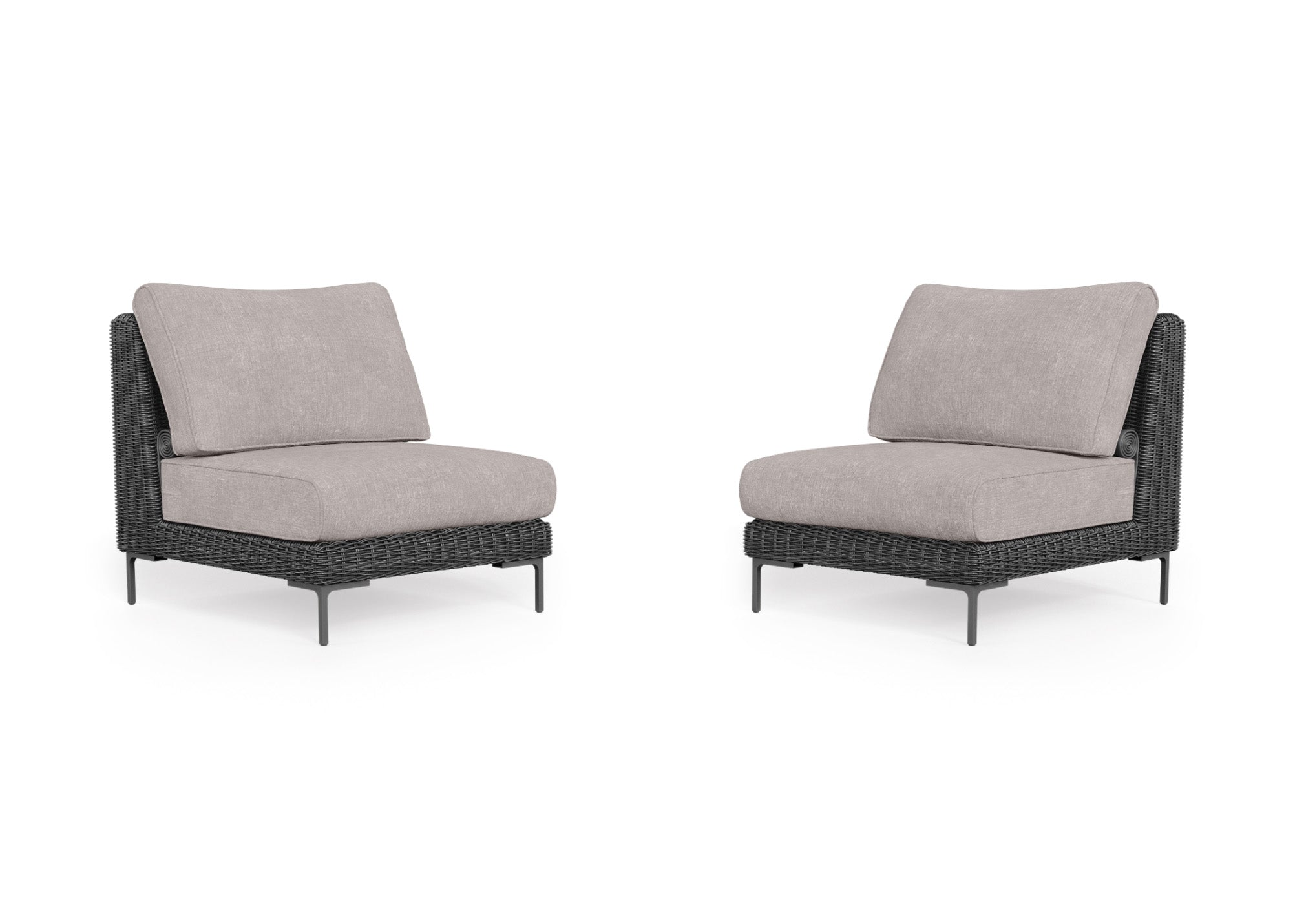 Black Wicker Outdoor Armless Chair Conversation Set