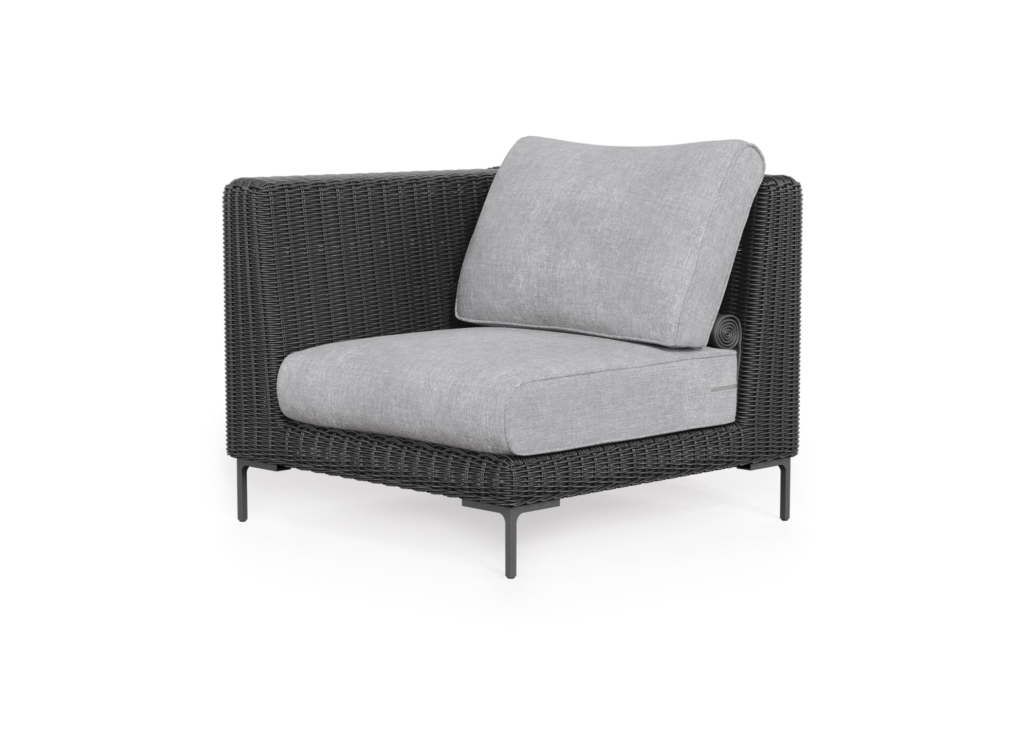 Black Wicker Outdoor Corner Chair - Left/Right