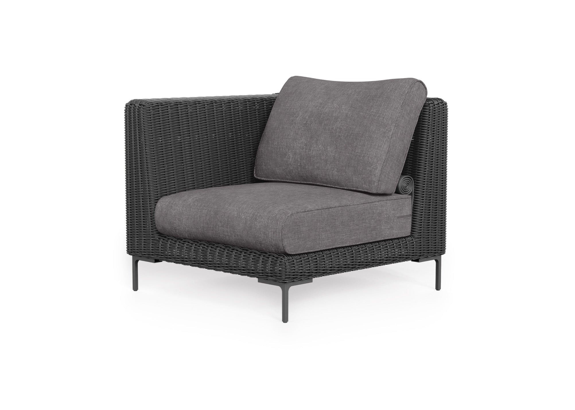 Black Wicker Outdoor Corner Chair - Left/Right