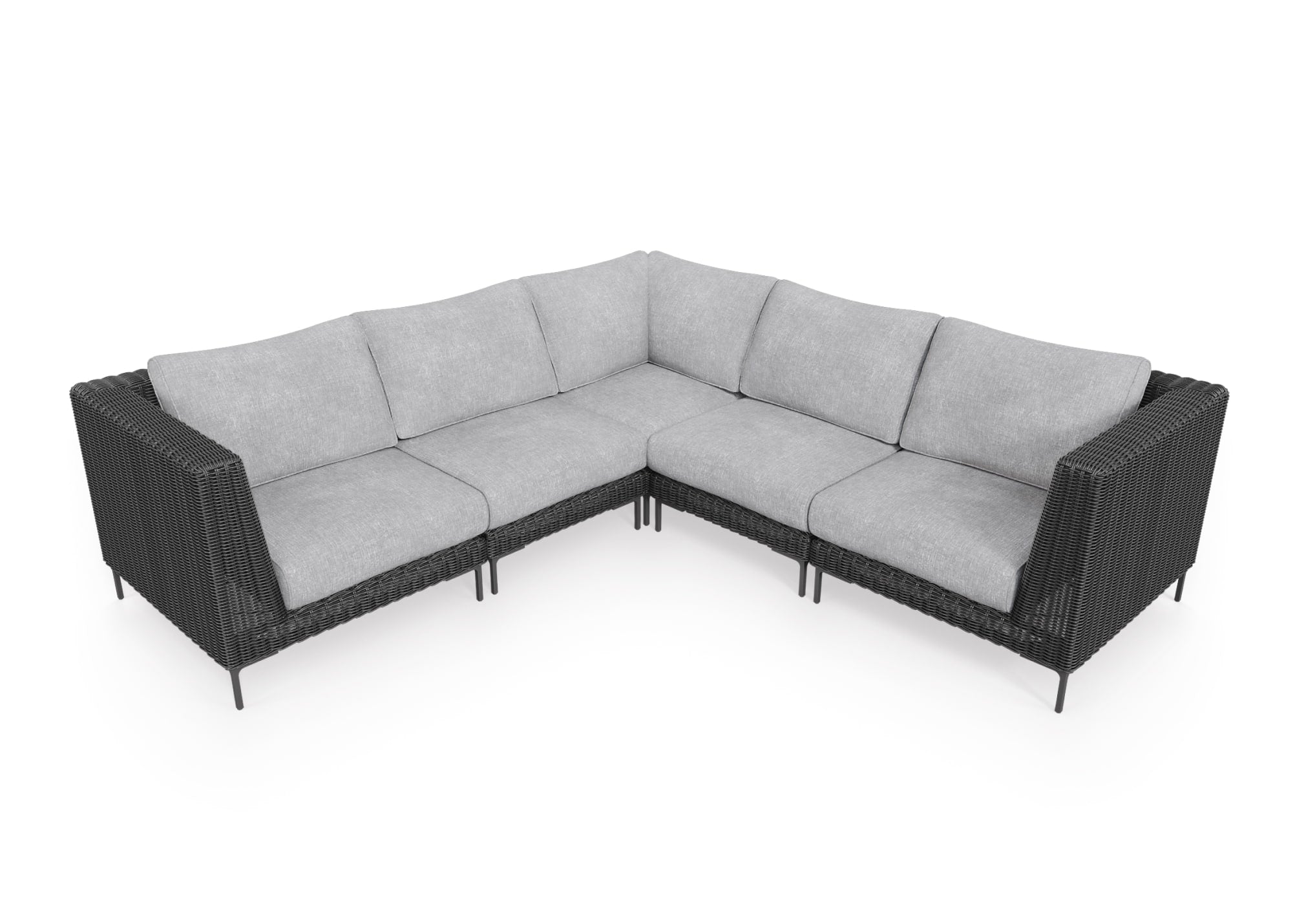 Black Wicker Outdoor Corner Sectional - 5 Seat