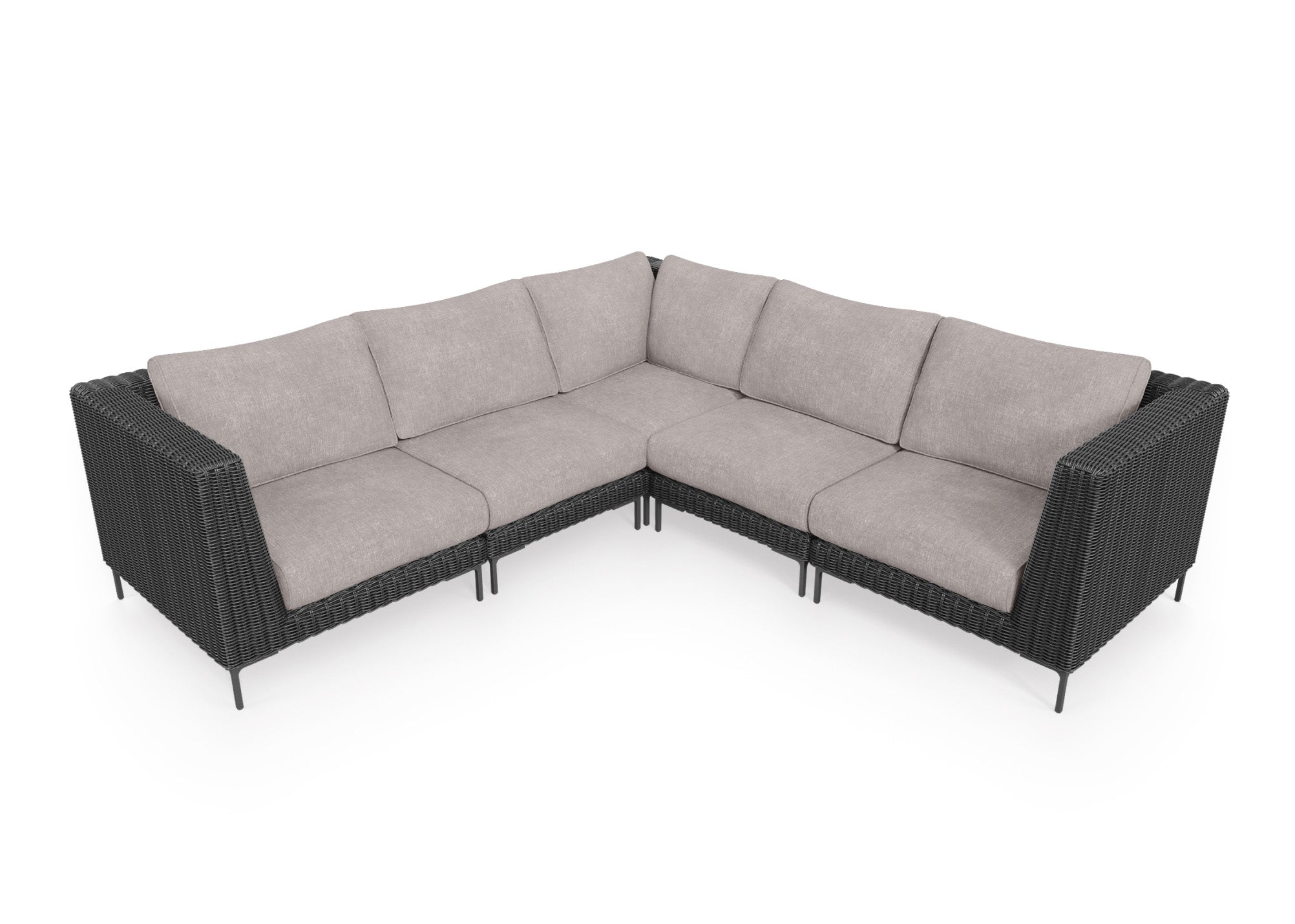 Black Wicker Outdoor Corner Sectional - 5 Seat