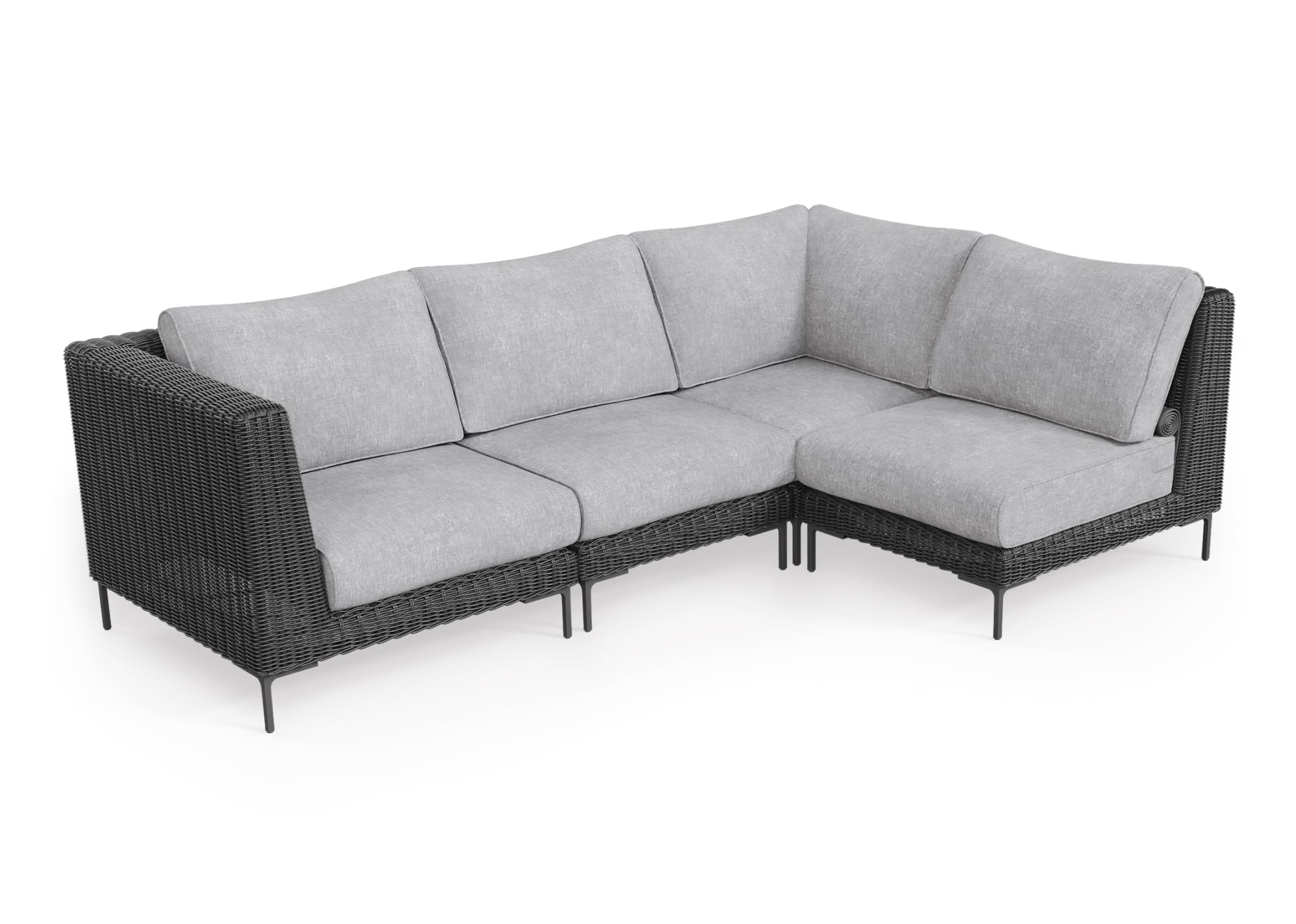 Black Wicker Outdoor L Sectional - 4 Seat