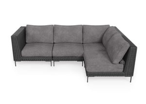 Black Wicker Outdoor L Sectional - 4 Seat