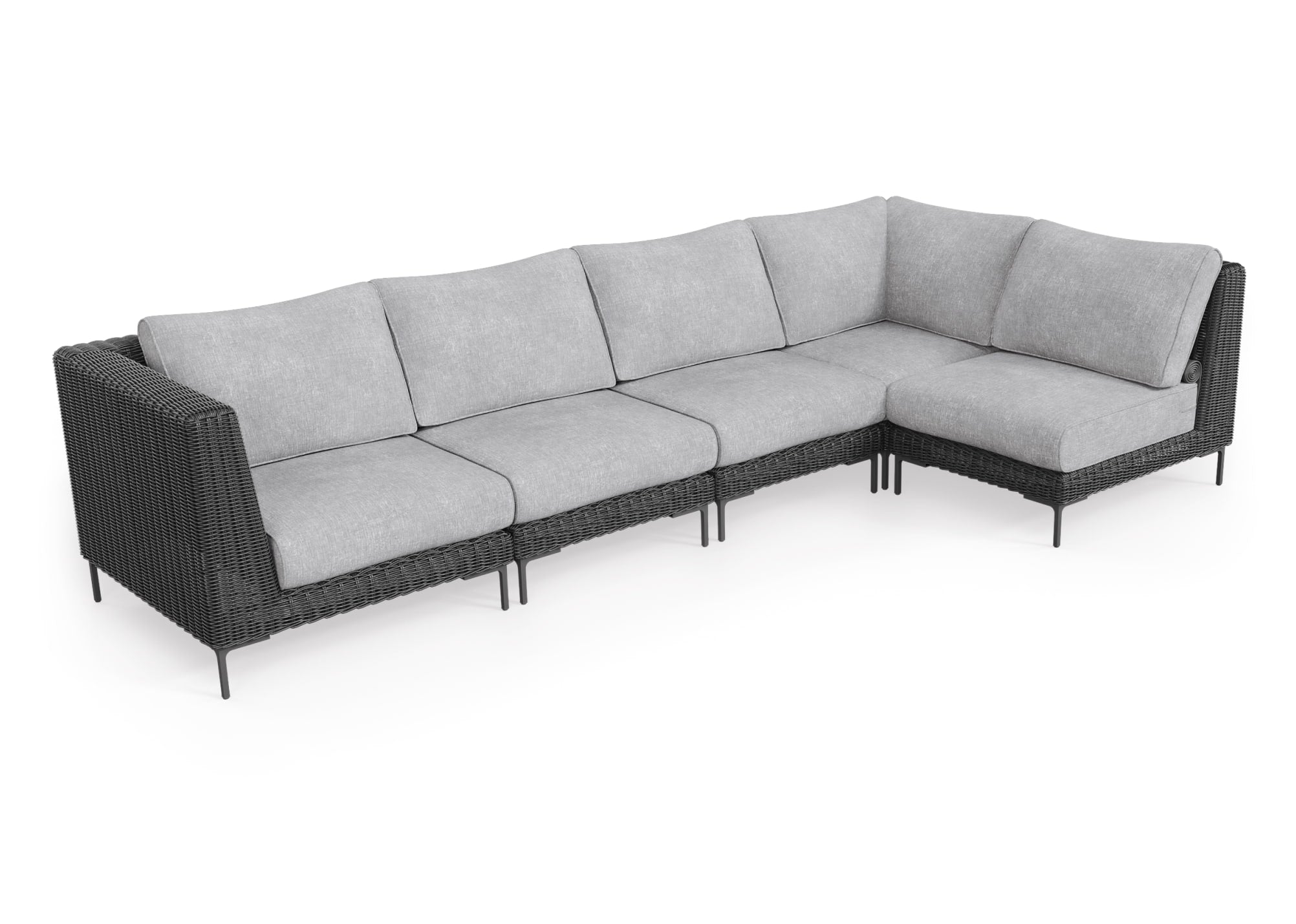 Black Wicker Outdoor L Sectional - 5 Seat