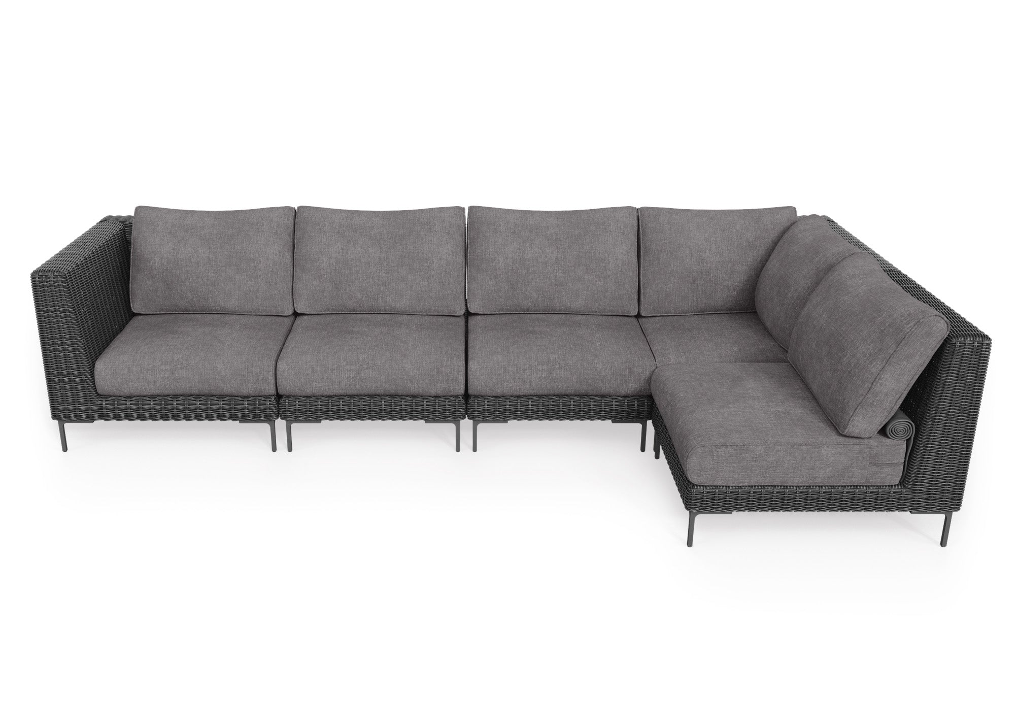 Black Wicker Outdoor L Sectional - 5 Seat