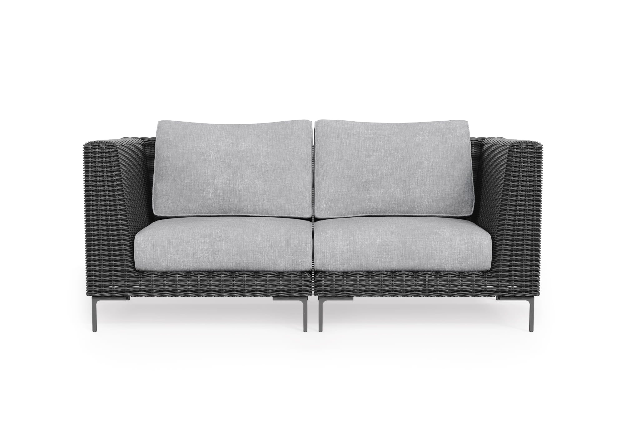 Black Wicker Outdoor Loveseat
